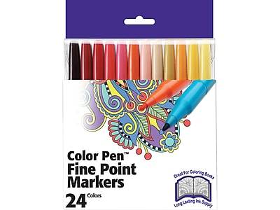 Pentel Color Pen Water Based Markers, Fine Tip, Assorted Color Inks, 24/Pack (S360-24)