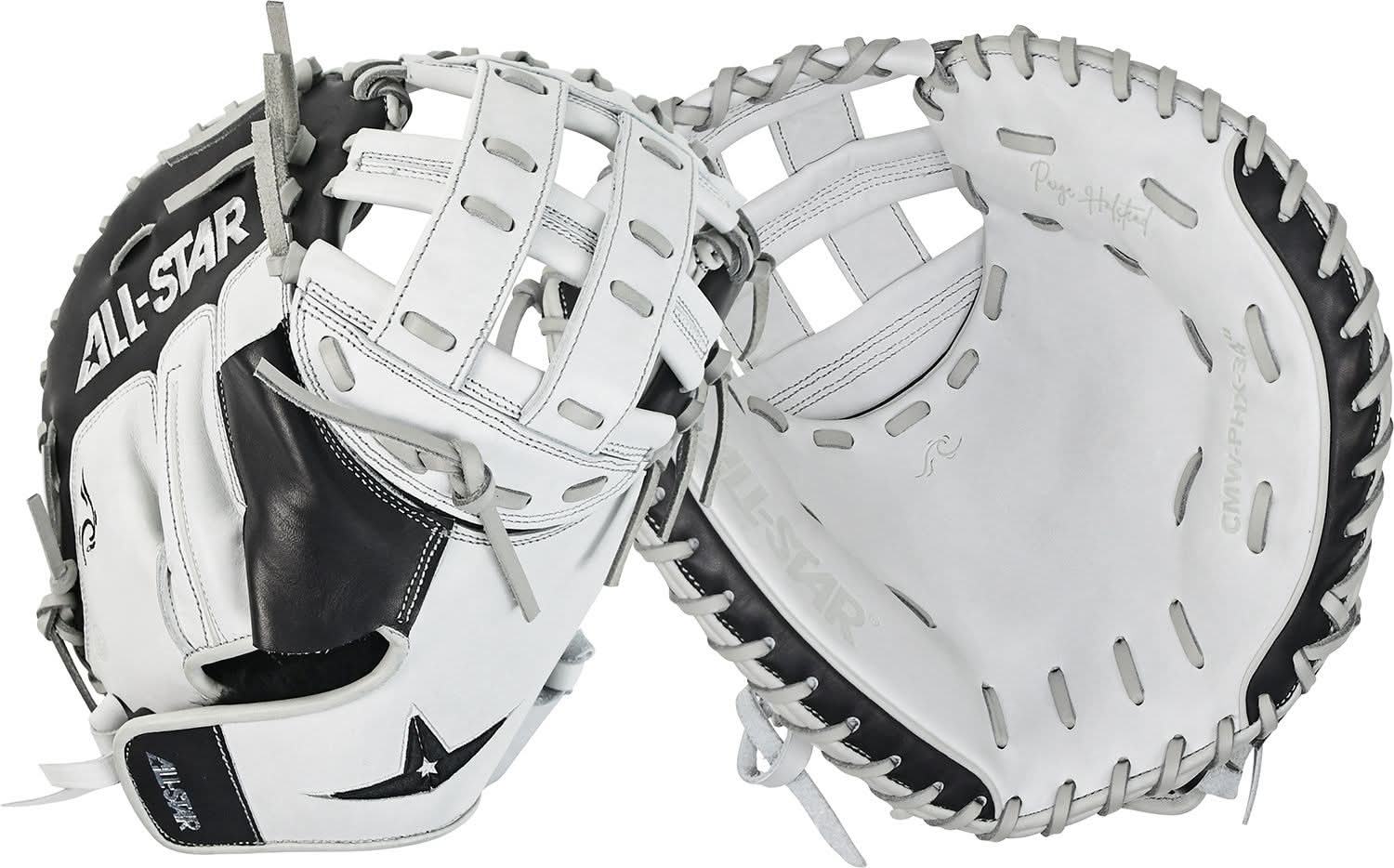 All-Star 34” Paige Halstead PHX Fastpitch Catcher's Mitt (White/Black, 34")