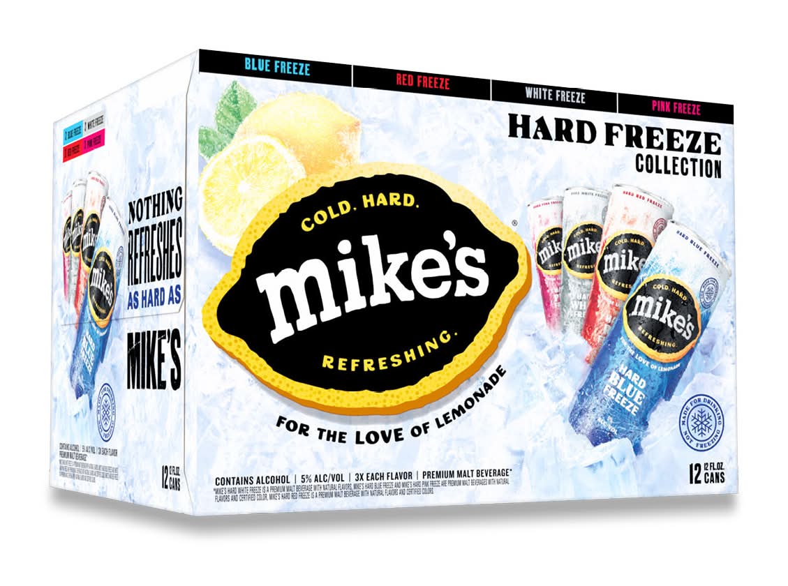 Mike's Hard Freeze Collection Variety pack, Blue-Red-White-Pink, Blue Freeze-Red Freeze-Pink Freeze-White Freeze (12 x 12 fl oz)