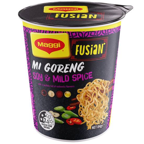 Maggi Fusian Instant Cup Noodles Soy & Mild Spice 64g