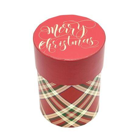 Holiday Time Red Plaid Round Candle Gift Box, 4 In X 4In, 1 Count