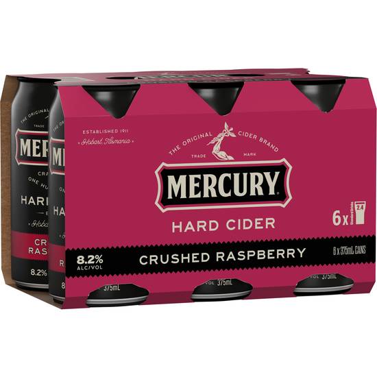 Mercury Hard Cider Crushed Raspberry Can 375mL X 6 pack