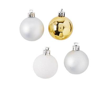 White, Gold & Silver Shatterproof Ornaments, 32-Pack