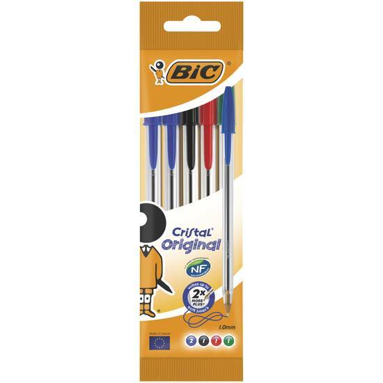 Bic cristal original stylos-bille pointe moyenne (1,0 mm) - couleurs assorties, pochette de 5