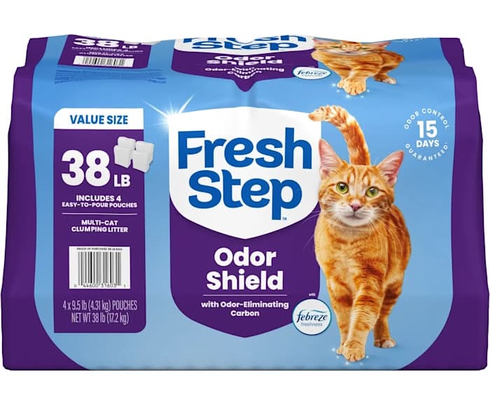 Fresh Step Odor Shield Multi Cat Clumping Litter with Febreze Freshness, 38 lbs.
