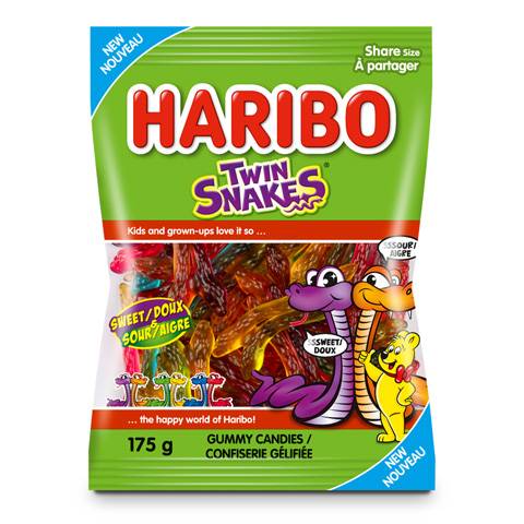 Haribo Sweet & Sour Gummy Candies, Twin Snakes (175 g)