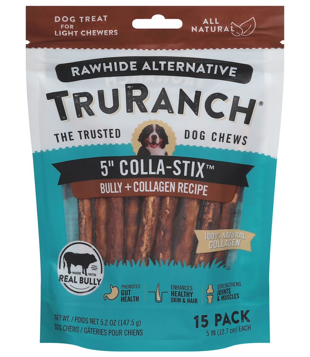 TruRanch Colla-Stix Bully + Collagen Recipe Dog Chews, 5" (5.2 oz, 15 ct)
