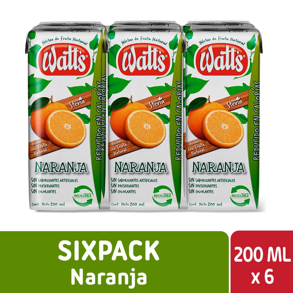 Watt's jugo néctar de naranja (6 x 200 ml)