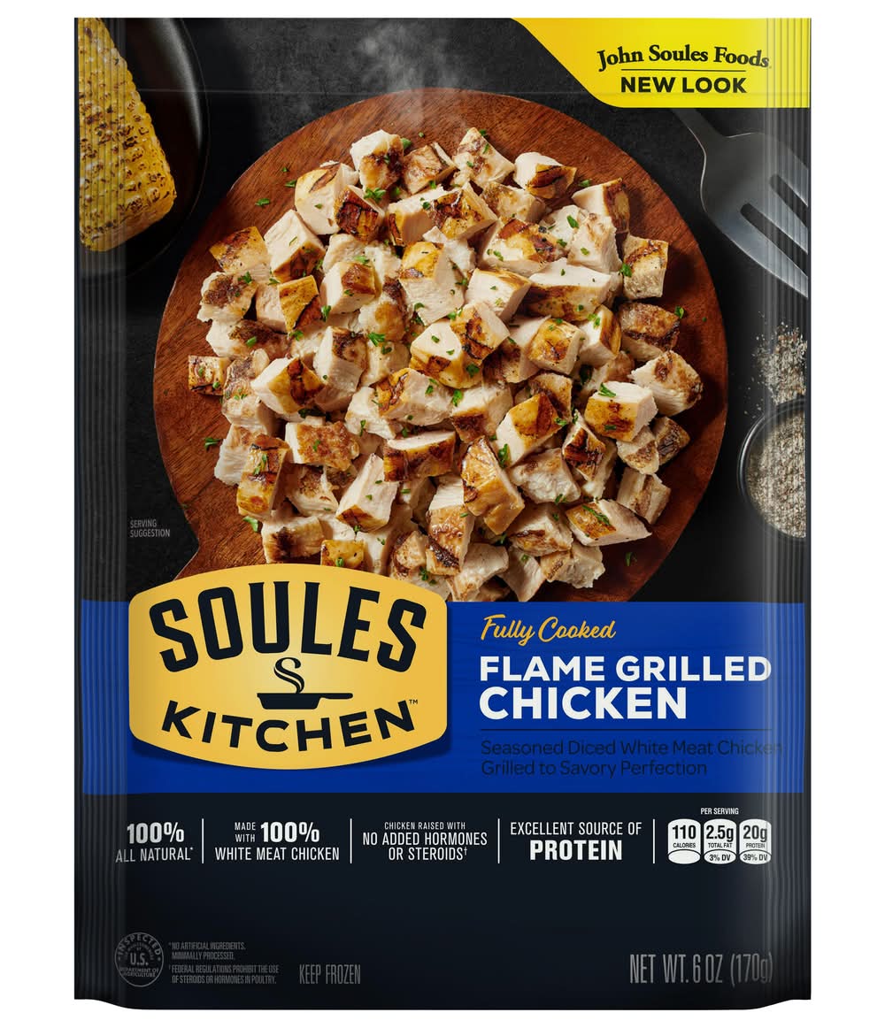 John Soules Foods Frozen Fully Cooked Flame Grilled Diced White Meat Chicken (6 oz)