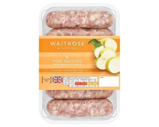 Waitrose & Partners 6 Pork Sausages with Bramley Apple 400g