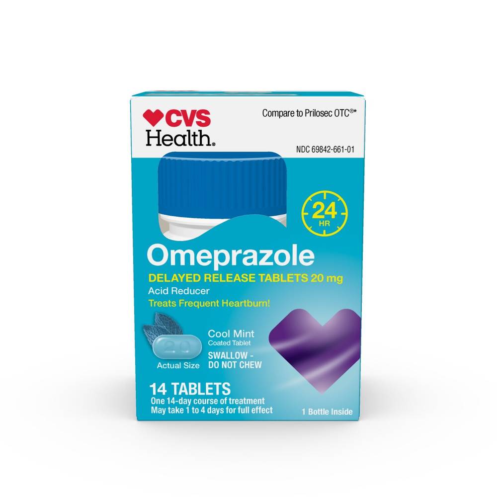 Cvs Health Omeprazole Delayed Release Tablets, Cool Mint, 14 Ct