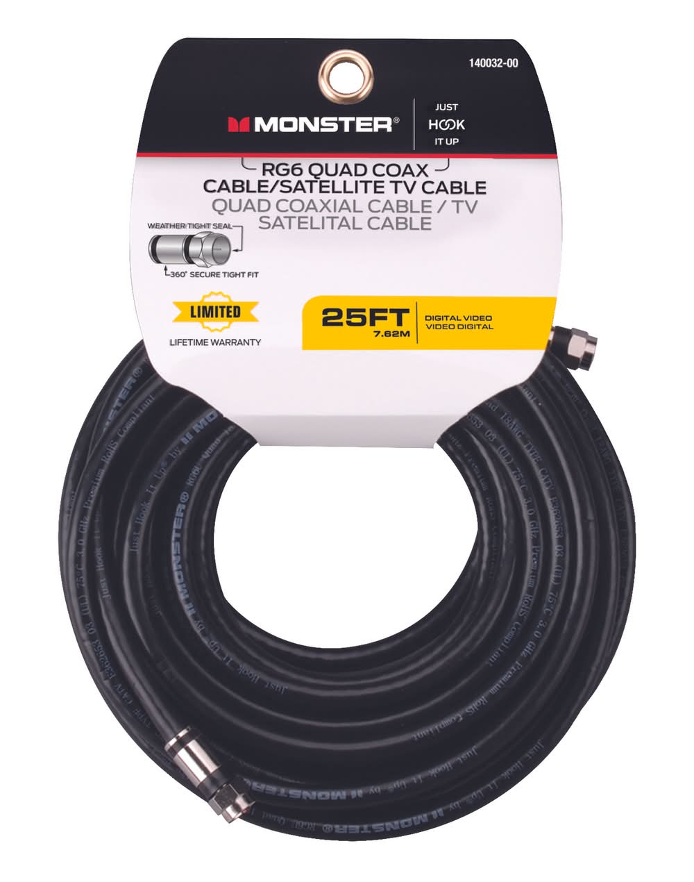Monster Energy Just Hook It Up 25 Ft. Weatherproof Video Coaxial Cable