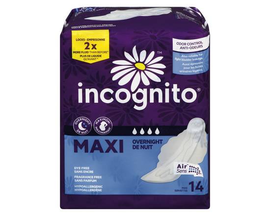 Incognito · Maxi nuit rebords - Maxi overnight pads (14 units)