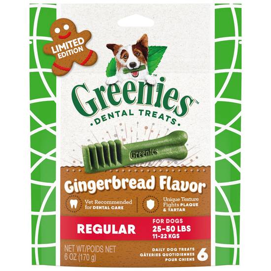 Greenies Gingerbread Regular Dog Dental Treat - 6 Pack (Flavor: Gingerbread, Size: 22 Count)
