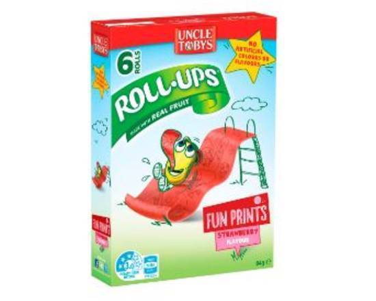 Uncle Tobys Roll Ups Strawberry Fun Prints 94g (6 Pack)
