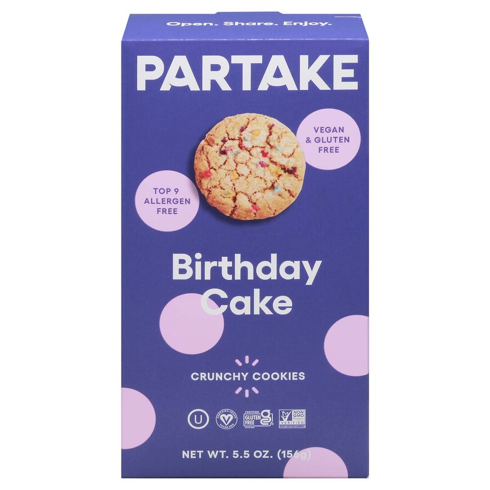 Partake Vegan Gluten Free Crunchy Cookies, Birthday Cake (5.5 oz)