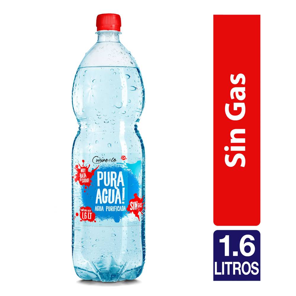 Cuisine & co agua purificada sin gas (botella 1.6 l)