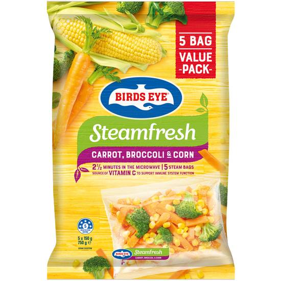 Birds Eye Steam Fresh Vegetables Value Carrot Broccoli & Corn 750g