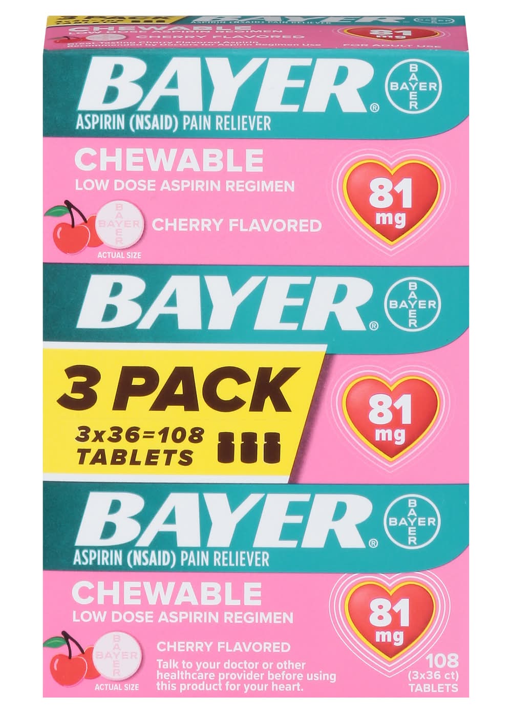 Bayer Chewable Cherry Flavored Pain Reliever