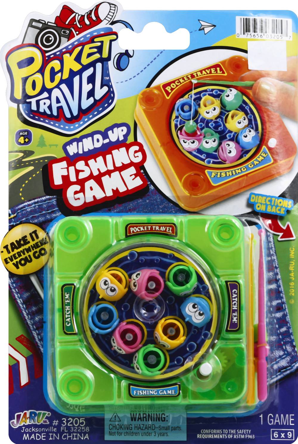 JA-RU Pocket Travel Wind-Up Fishing Game