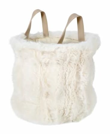 Fur Bin With Handle Cream