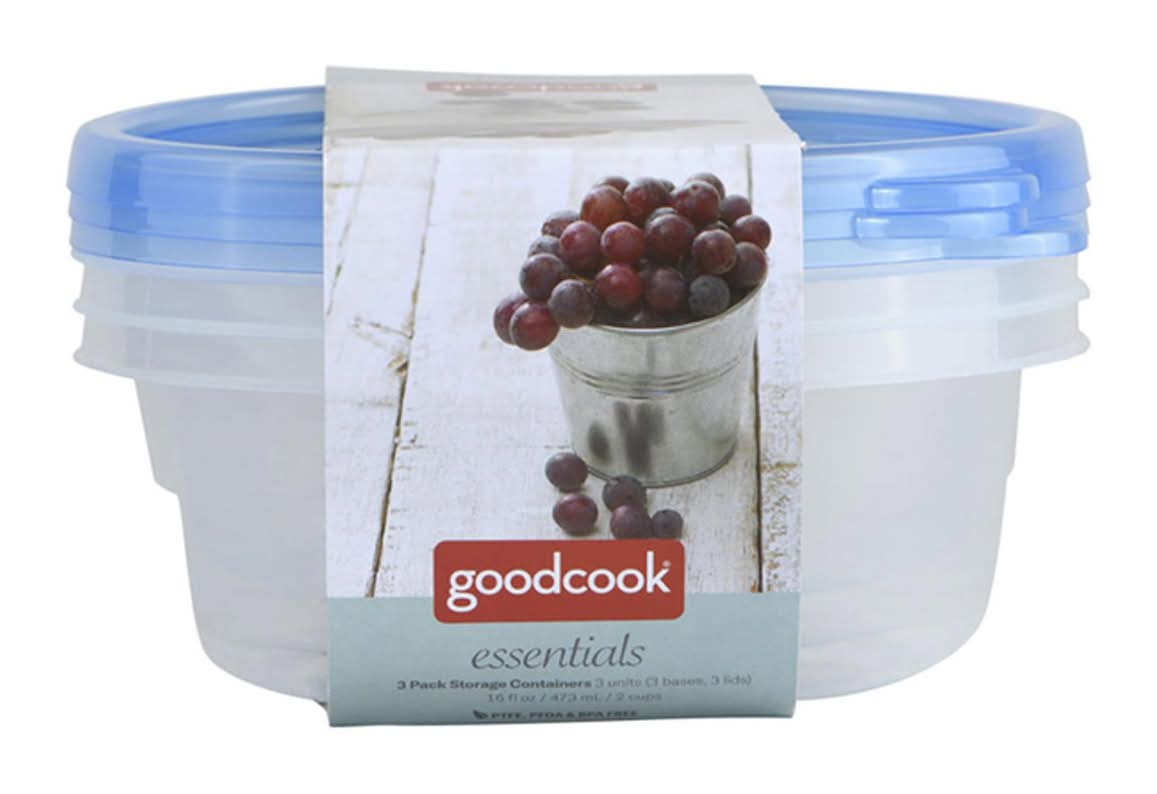 Goodcook Essentials Round Food Storage Containers - 16 Oz 3 Ct