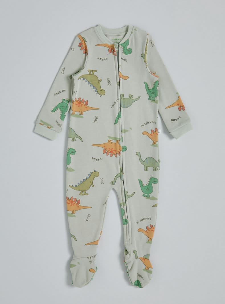 Tribu pijama estampado con cierre verde claro 1 t 18m