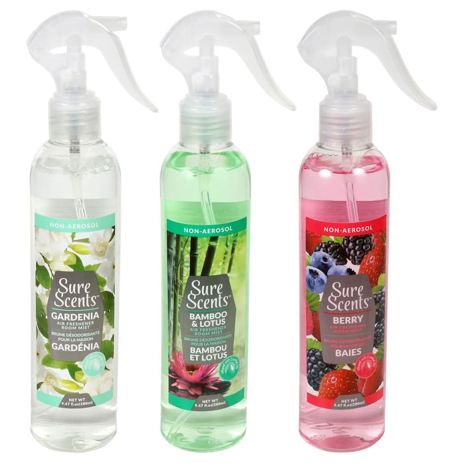Sure Scents Non-Aerosol Air Freshener Room Mist, Assorted (3 x 9.47 fl oz)