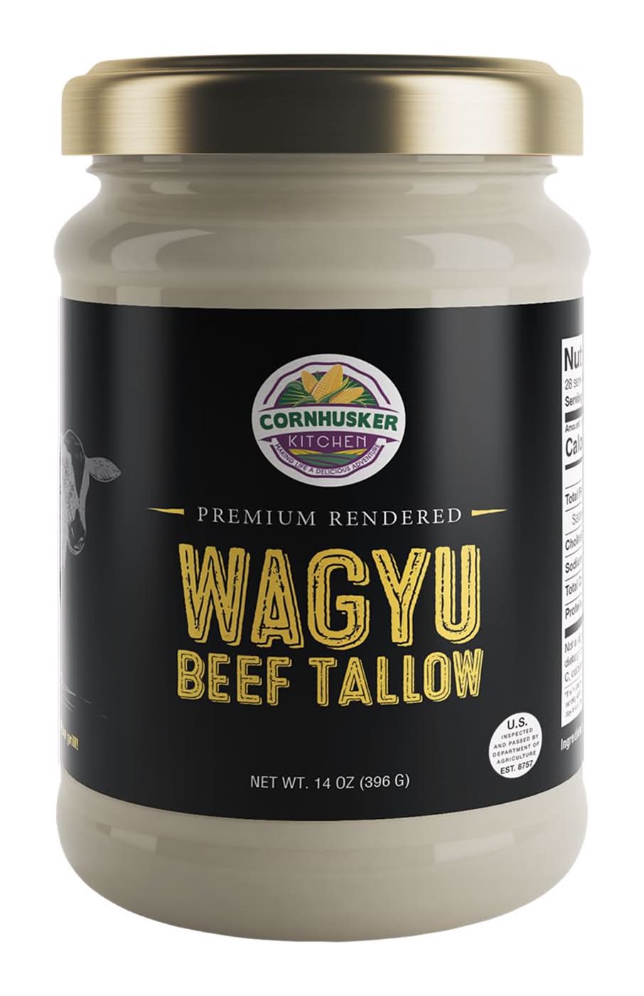 Cornhusker Kitchen Wagyu Beef Tallow Cooking Fat 14 Oz Jar