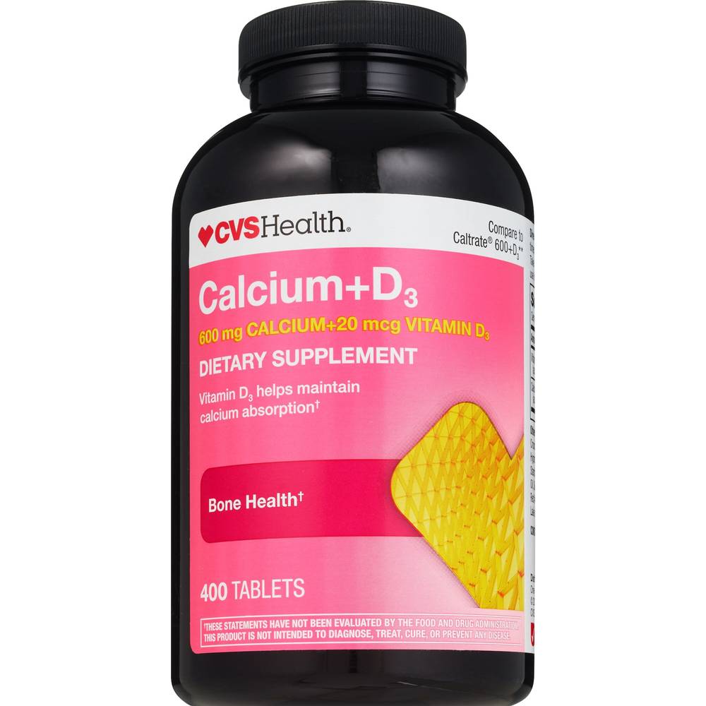 CVS Health Calcium 600mg & Vitamin D3 Tablets, 400CT