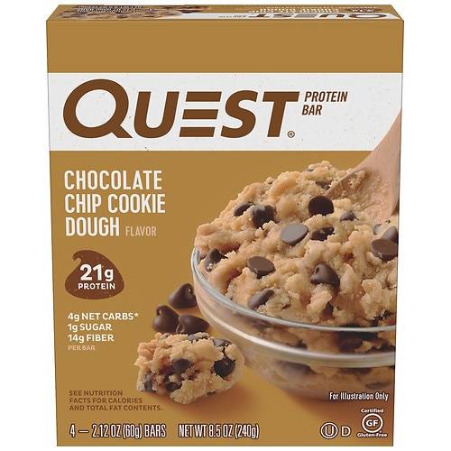 Quest Nutrition Chocolate Chip Cookie Dough Protein Bars - 2.12 oz x 4 pack