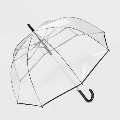 ShedRain Auto Open Bubble Stick Umbrella, Clear-Black
