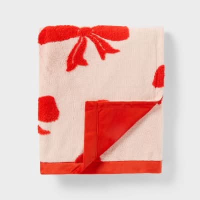 Patisserie Bow Kids' Chenille Throw Blanket Pink - Pillowfort™