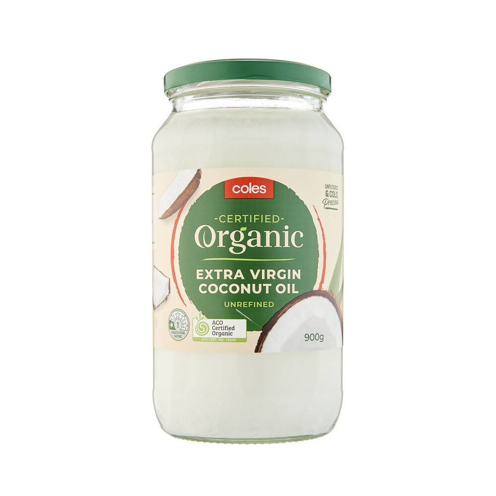 Coles Unrefined Organic Extra Virgin Coconut Oil 900g