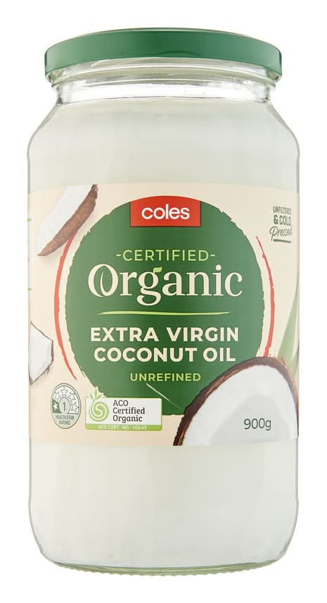 Coles Unrefined Organic Extra Virgin Coconut Oil (900g)