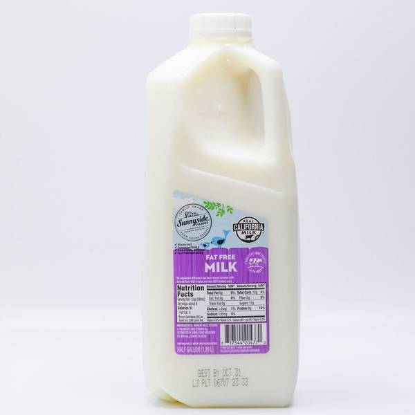 Sunnyside Farms, Fat Free Milk (Plastic Carton)