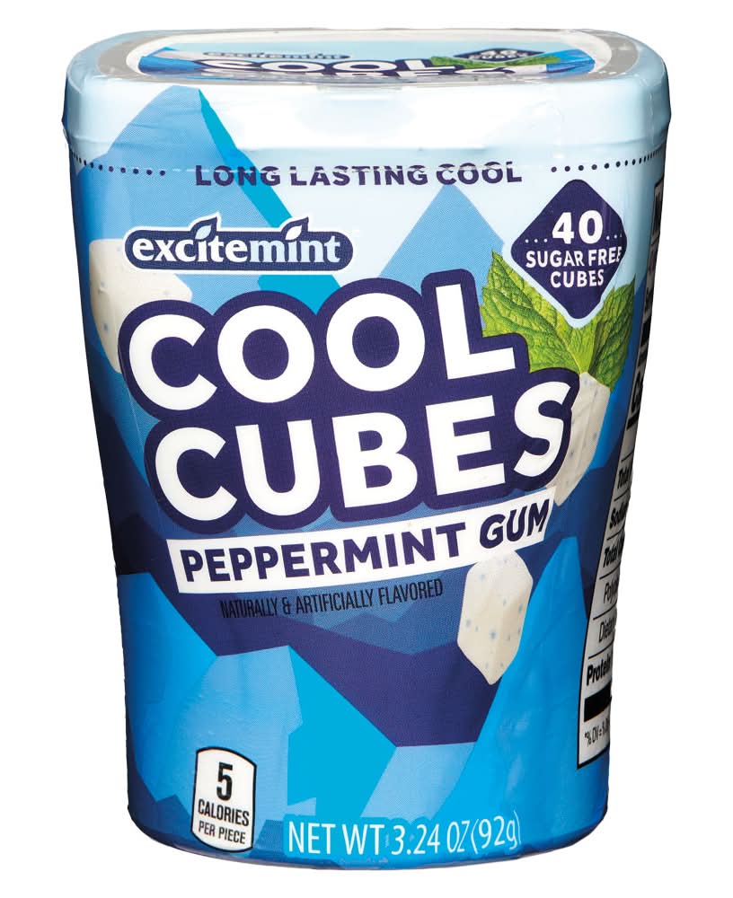 Excitemint Sugar Free Cool Cubes Gum, Peppermint (3.24 oz, 40 ct)