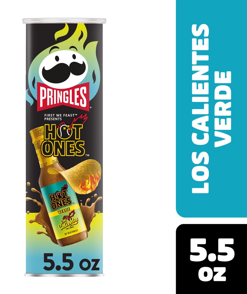 Pringles Hot Ones Potato Crisps, Los Calientes Verde (5.5 oz)