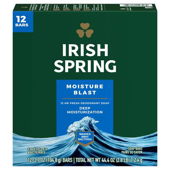 Irish Spring Moisture Blast Deodorant Soap (12 ct)