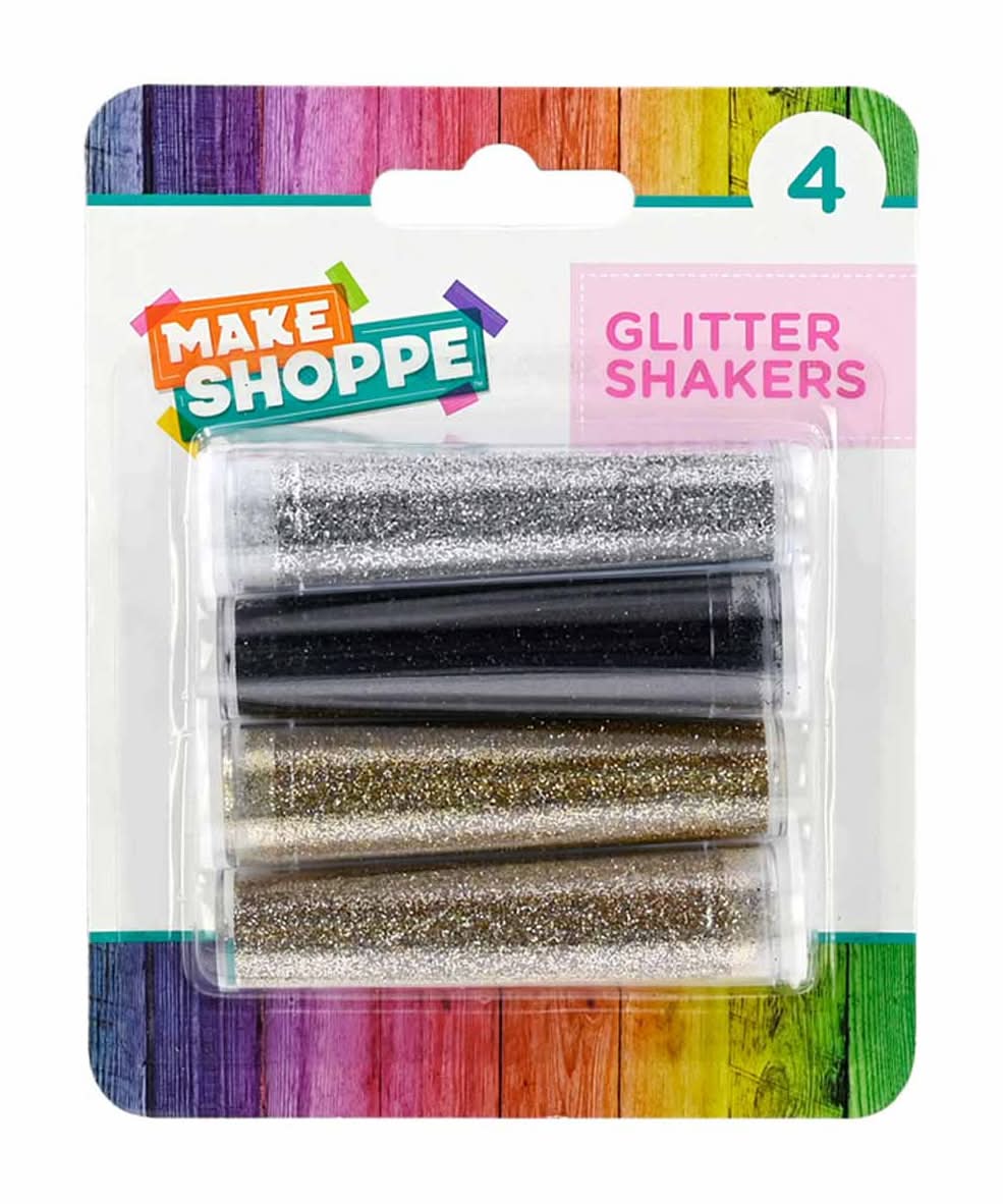 Make Shoppe Glitter Shakers 4+ Years, Red-Blue-Green-Silver (4 x 0.25 oz)