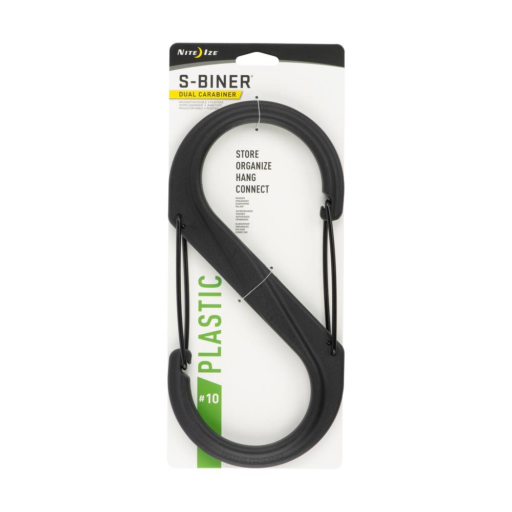 Nite Ize Black Plastic Carabiner with Wire Gate Closure, Oval Shape, 10.5-in Length, 6 oz. Weight | SBP10-03-01BG