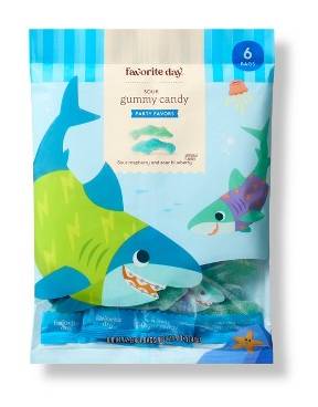 Favorite Day Sour Gummy Sharks Gummy Candy, Raspberry-Blueberry (5 oz, 6 ct)