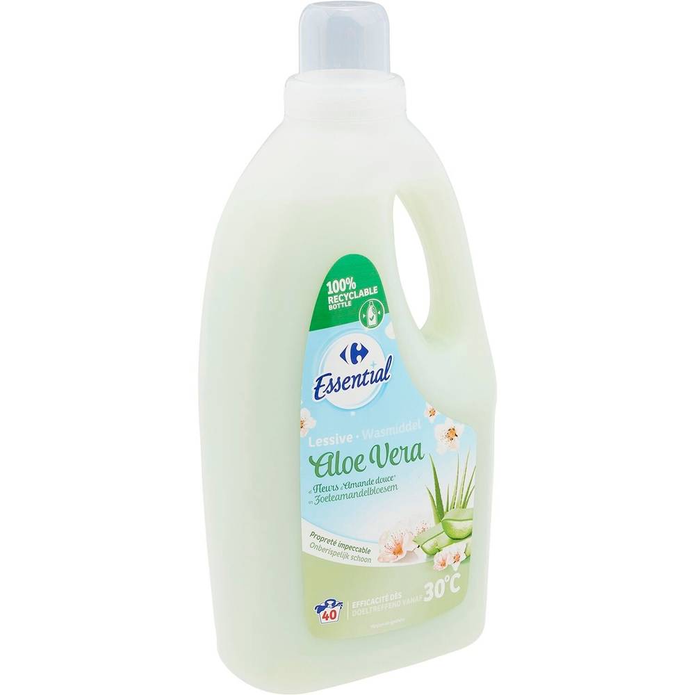 Carrefour Essential - Lessive aloe vera fleurs d'amande douce (2L)