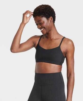 All In Motion Everyday Soft Light Support Strappy Sports Bra, Women, M, Black