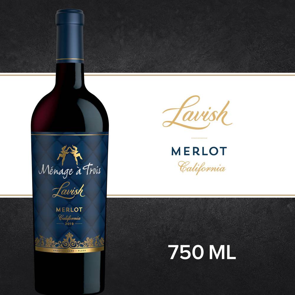 Ménage à Trois Lavish California Merlot Wine 2018 (750 ml)