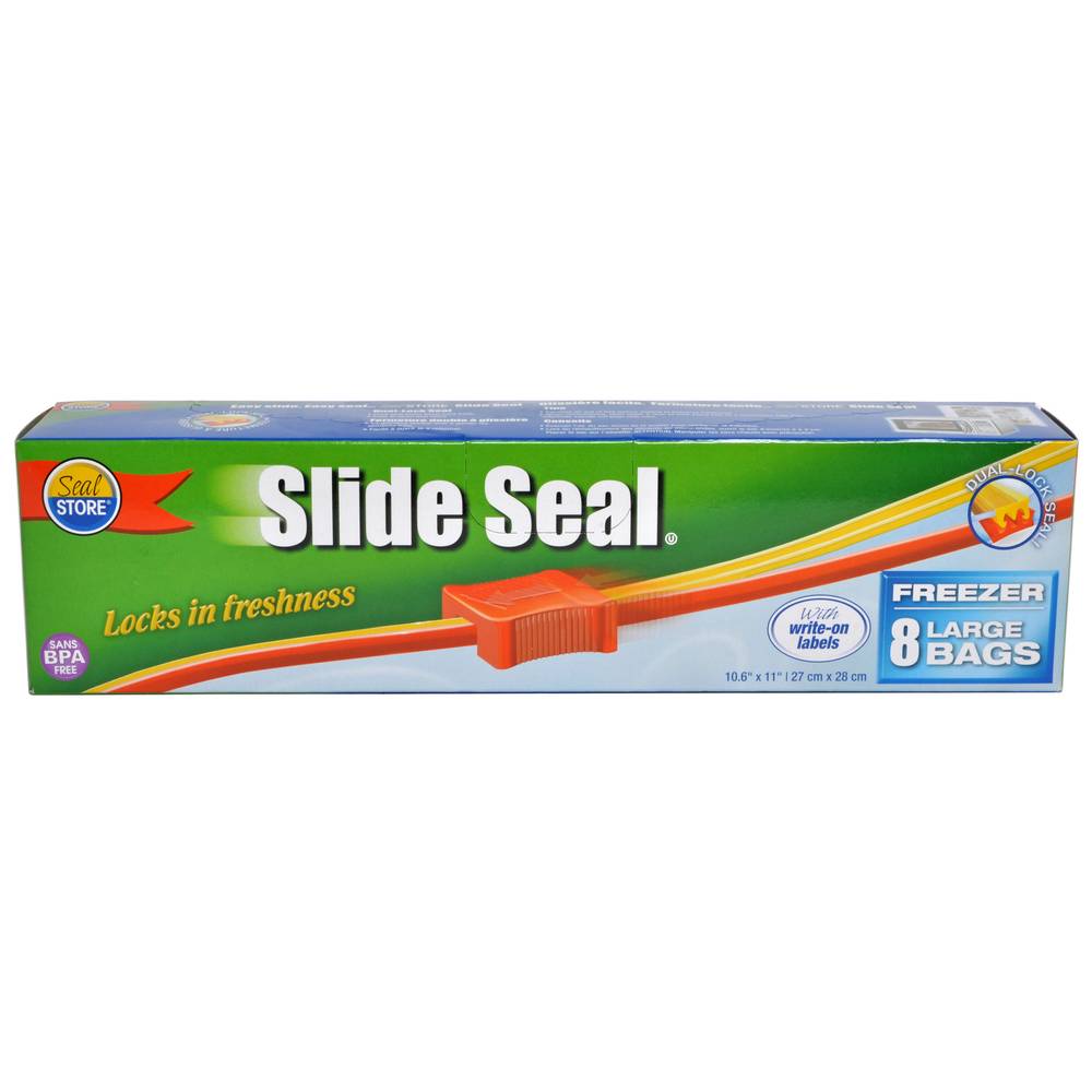 Large Size Slide Seal Freezer Bags, 8Pk