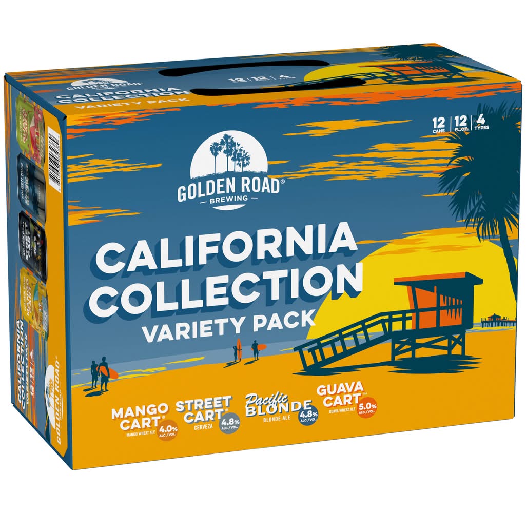 Golden Road Brewing California Classics Beer Variety pack, Mango Cart-Street Cart-Pacific Blonde-Guava Cart (12 x 12 fl oz)