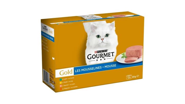 Gourmet Patée Les Mousselines 4 variétés pour chats La boîte de 12 x 85g