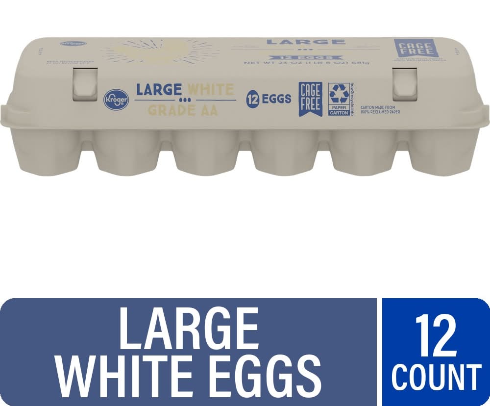 Kroger Cage Free Grade Aa White Eggs, L (24 oz, 12 ct)