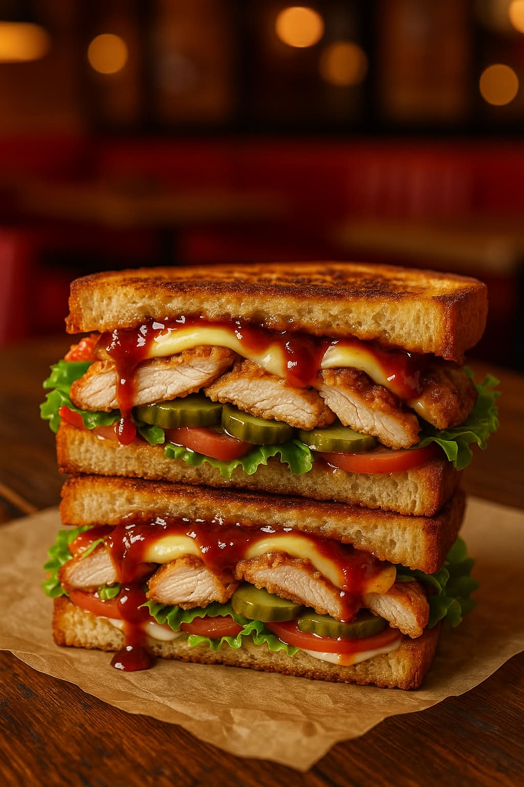 🧀🔥🥬 Grilled Chicken Spicy BBQ – Le sandwich au Monterey Jack fondant